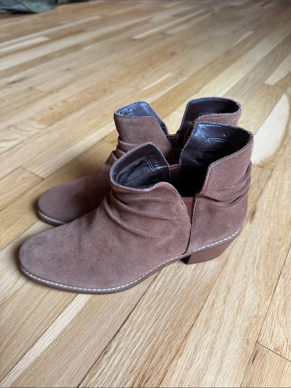 Cole Haan Suede Slouch Ankle Boots in Rust Brown